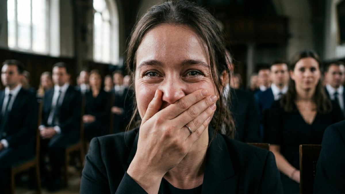 Person suppressing nervous laughter at inappropriate moment showing stress response misfire